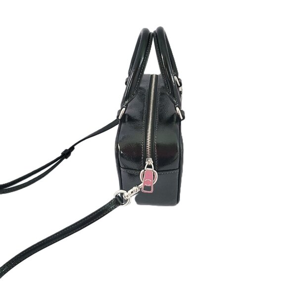 Coach CW190 Satchel Crossbody Crinkled Patent Leather Black Small Handbag - Picture 5 of 7